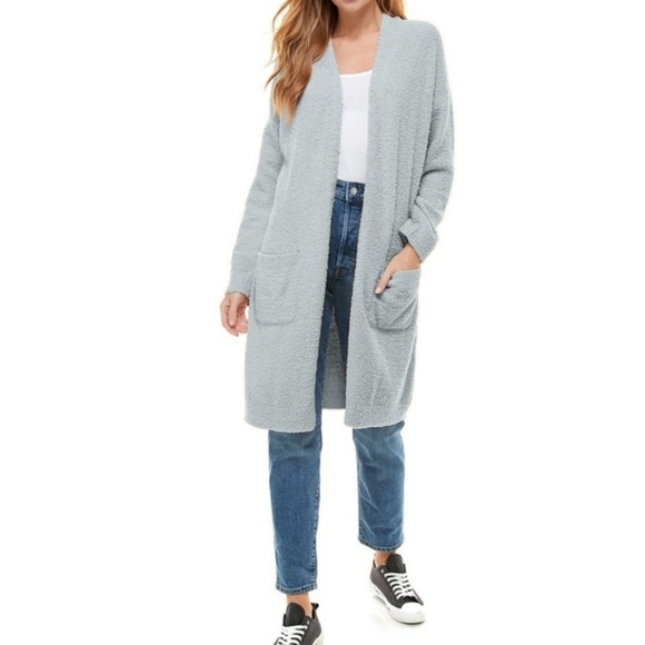 Thread & Supply Soft Teddy duster Plush Cardigan Grey Mist XXL - Picture 2 of 9